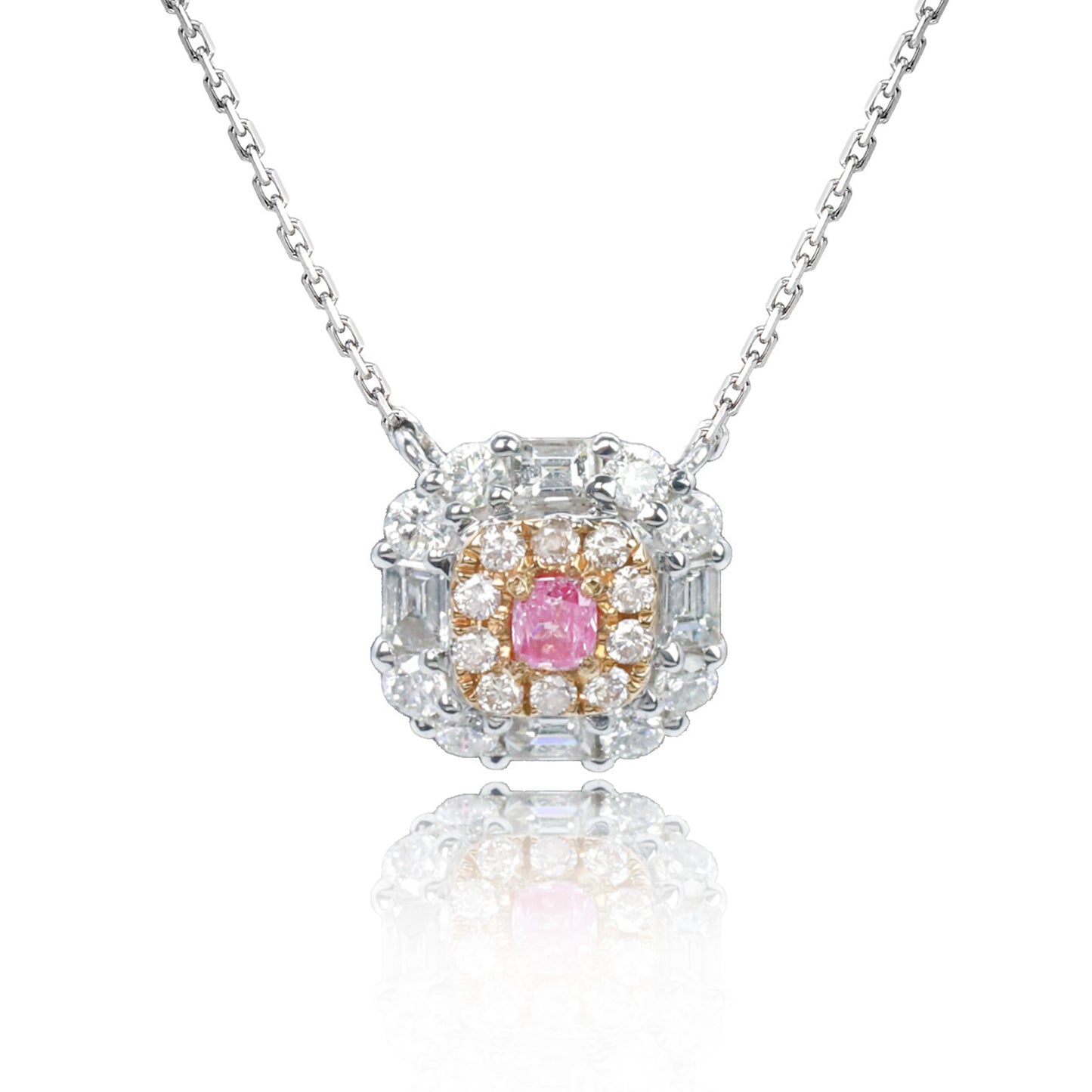 14k/18k gold 0.44 ctw fancy pink diamond & diamond necklace