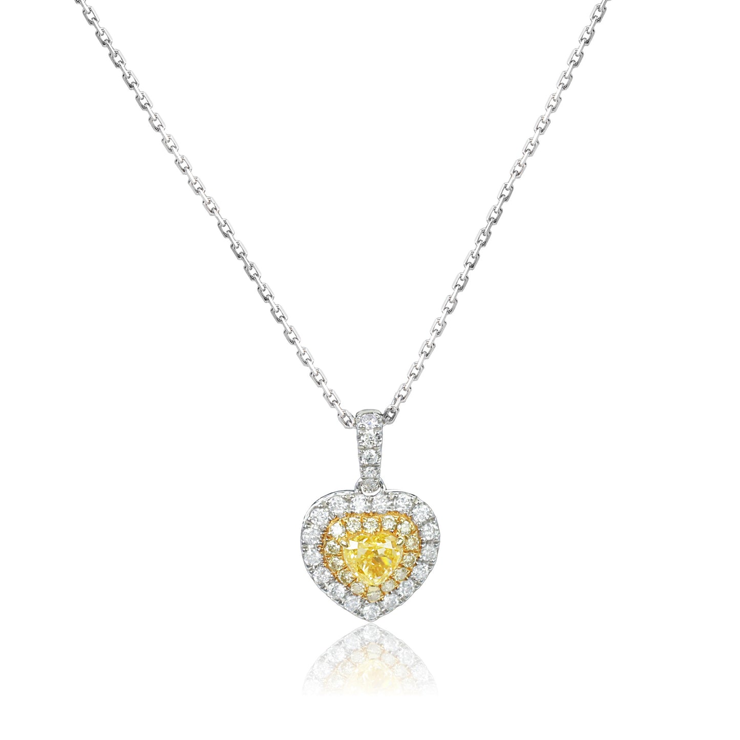 14k/18k white gold 0.42 ctw yellow diamond & diamond necklace