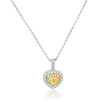 14K/18K WHITE GOLD 0.42 CTW YELLOW DIAMOND & DIAMOND NECKLACE