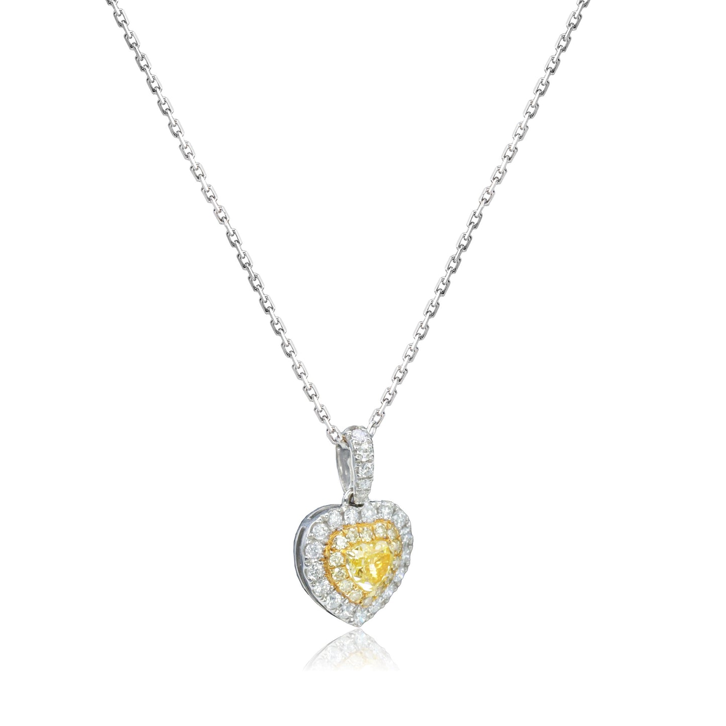 14k/18k white gold 0.42 ctw yellow diamond & diamond necklace