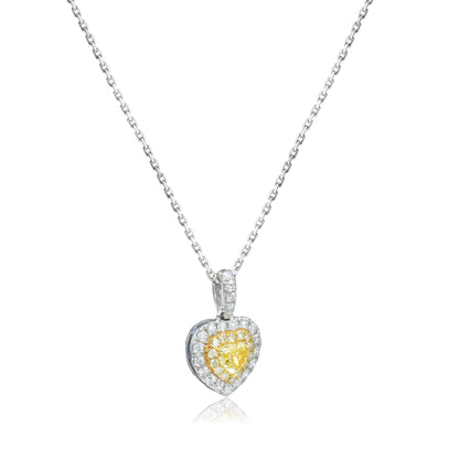 14K/18K WHITE GOLD 0.42 CTW YELLOW DIAMOND & DIAMOND NECKLACE