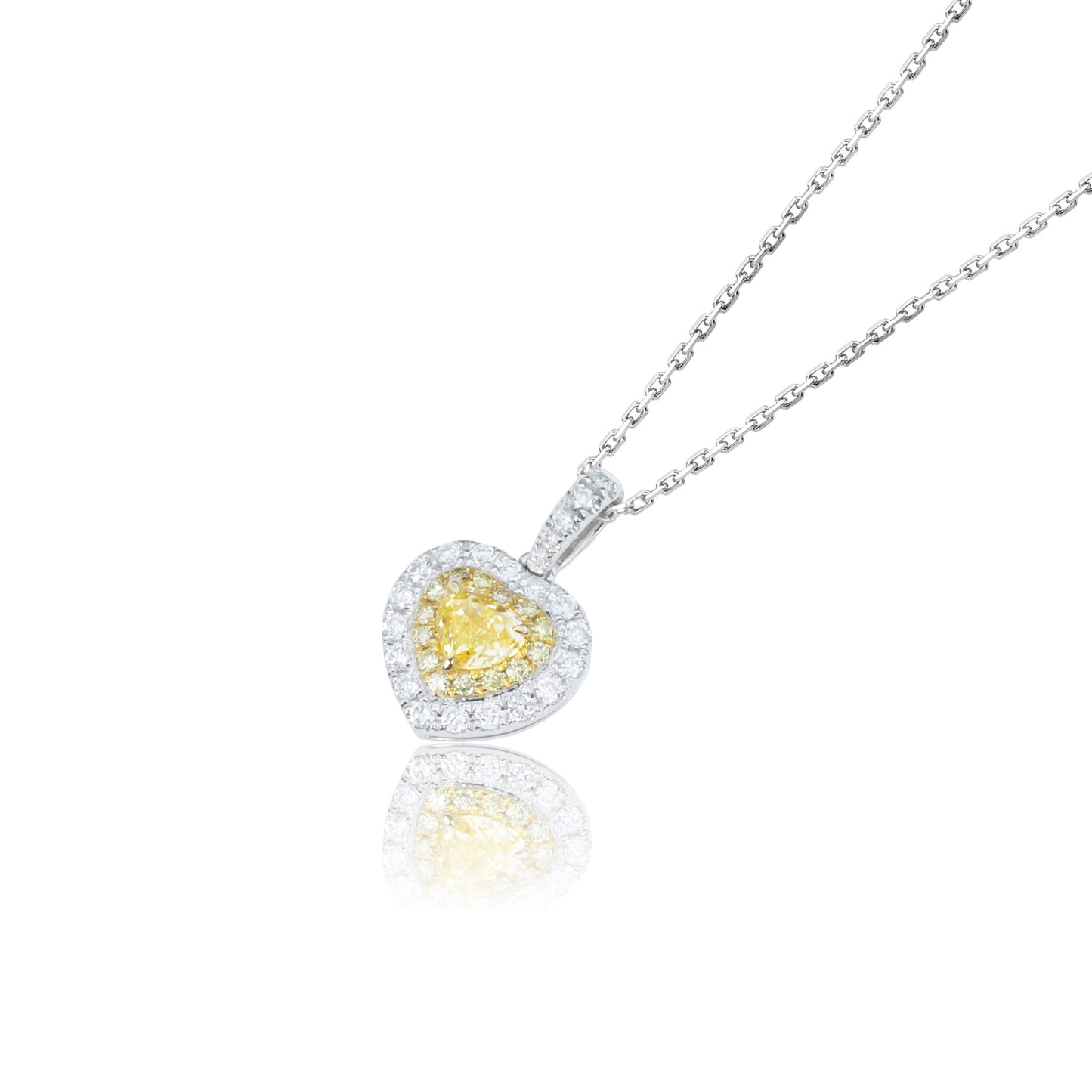 14k/18k white gold 0.42 ctw yellow diamond & diamond necklace