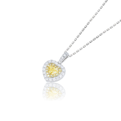 14K/18K WHITE GOLD 0.42 CTW YELLOW DIAMOND & DIAMOND NECKLACE