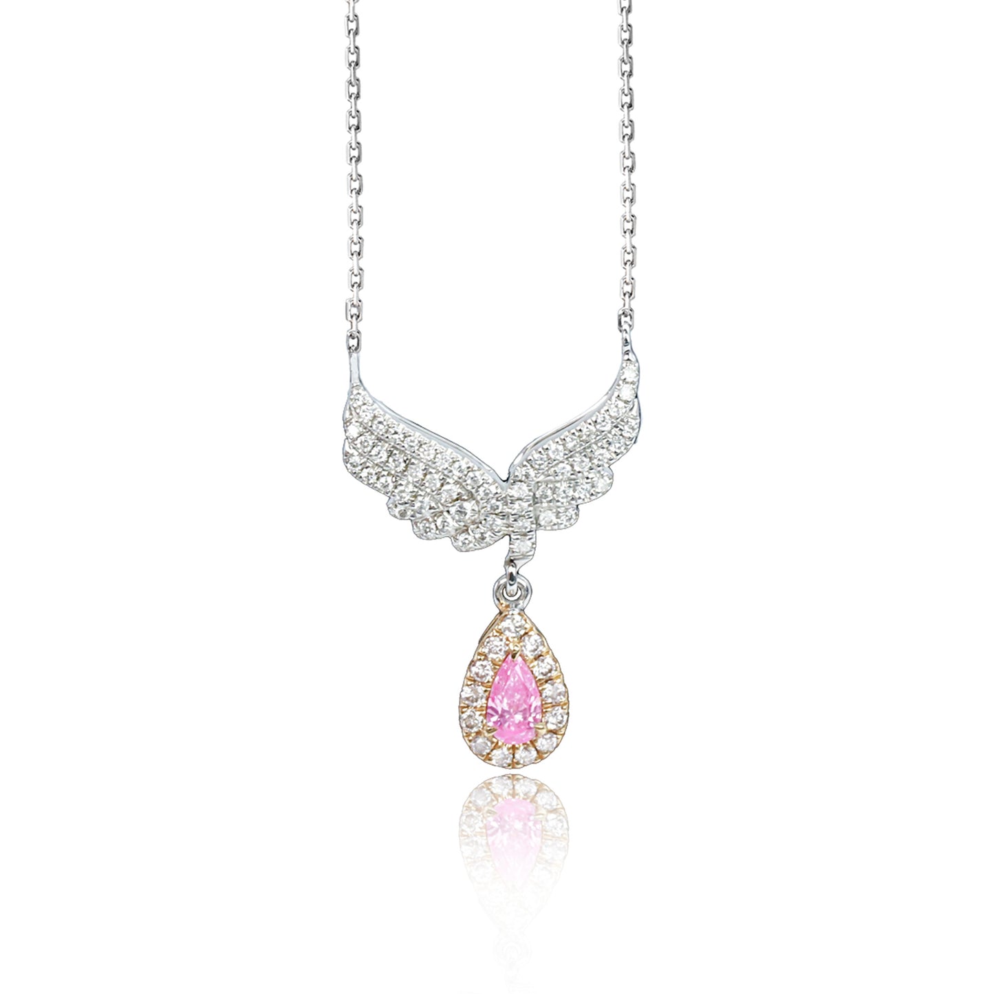 14k/18k gold 0.30 ctw fancy pink diamond & diamond necklace