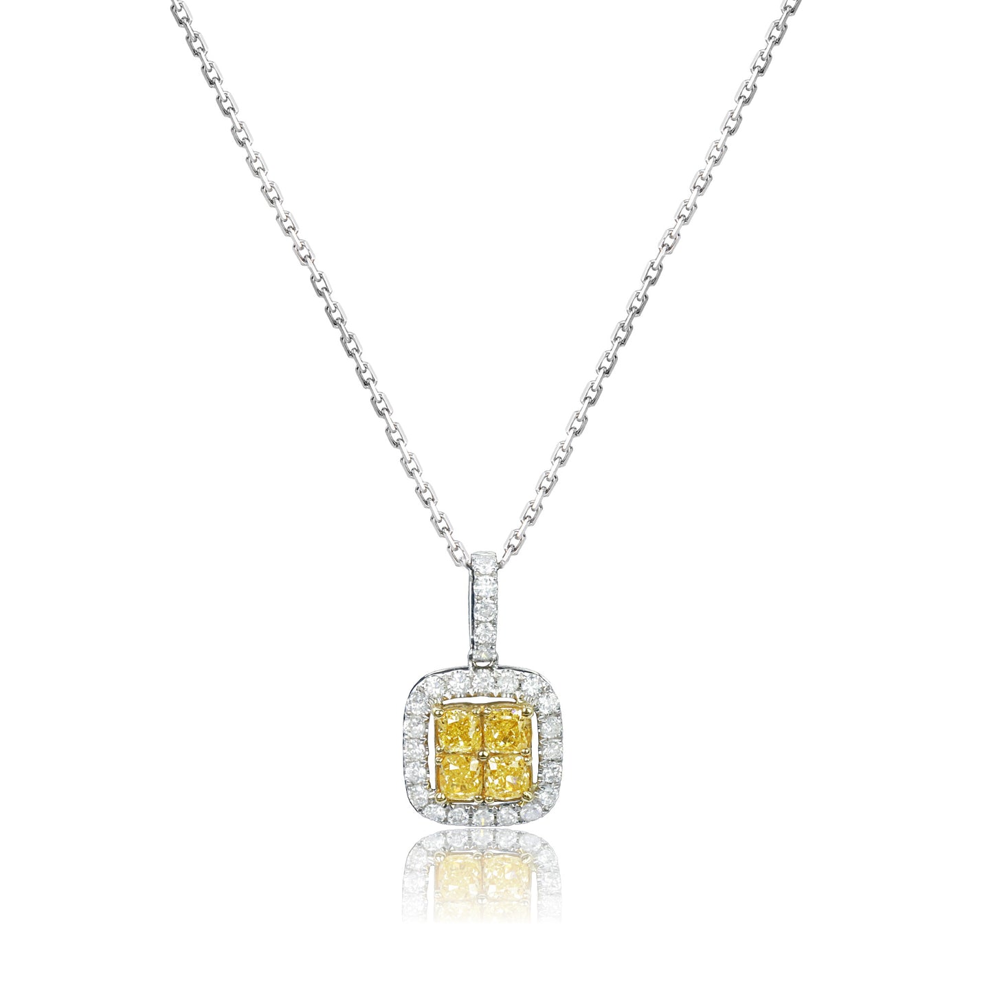 14k/18k white gold 0.64 ctw yellow diamond & diamond necklace