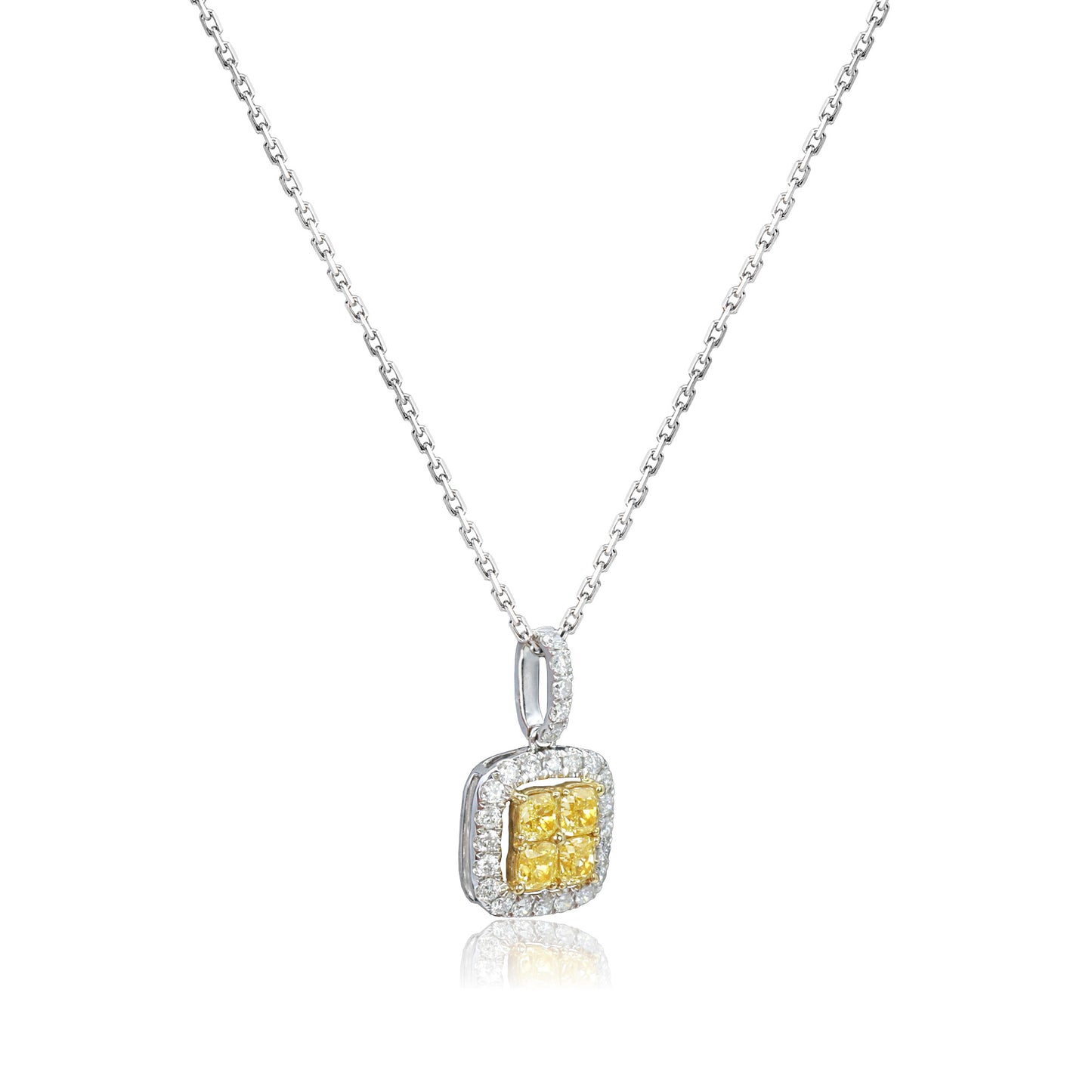 14k/18k white gold 0.64 ctw yellow diamond & diamond necklace