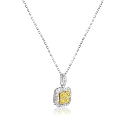 14K/18K WHITE GOLD 0.64 CTW YELLOW DIAMOND & DIAMOND NECKLACE