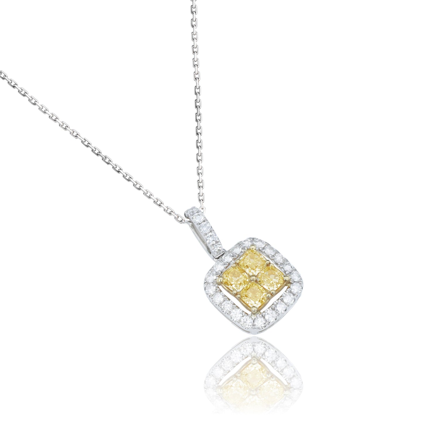 14k/18k white gold 0.64 ctw yellow diamond & diamond necklace