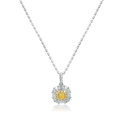 14K/18K WHITE GOLD 0.56 CTW YELLOW DIAMOND & DIAMOND NECKLACE