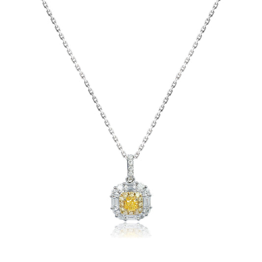 14K/18K WHITE GOLD 0.56 CTW YELLOW DIAMOND & DIAMOND NECKLACE