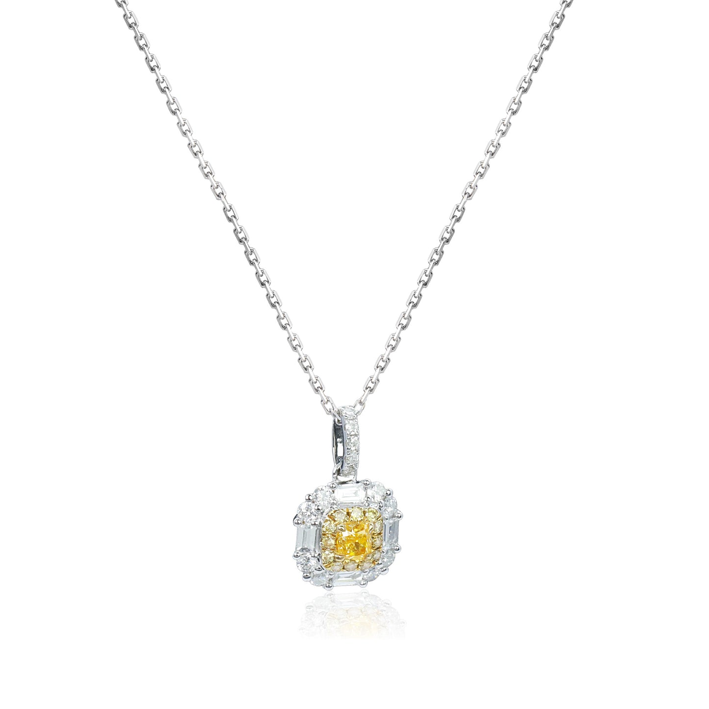 14k/18k white gold 0.56 ctw yellow diamond & diamond necklace