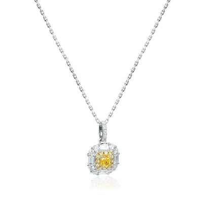 14K/18K WHITE GOLD 0.56 CTW YELLOW DIAMOND & DIAMOND NECKLACE