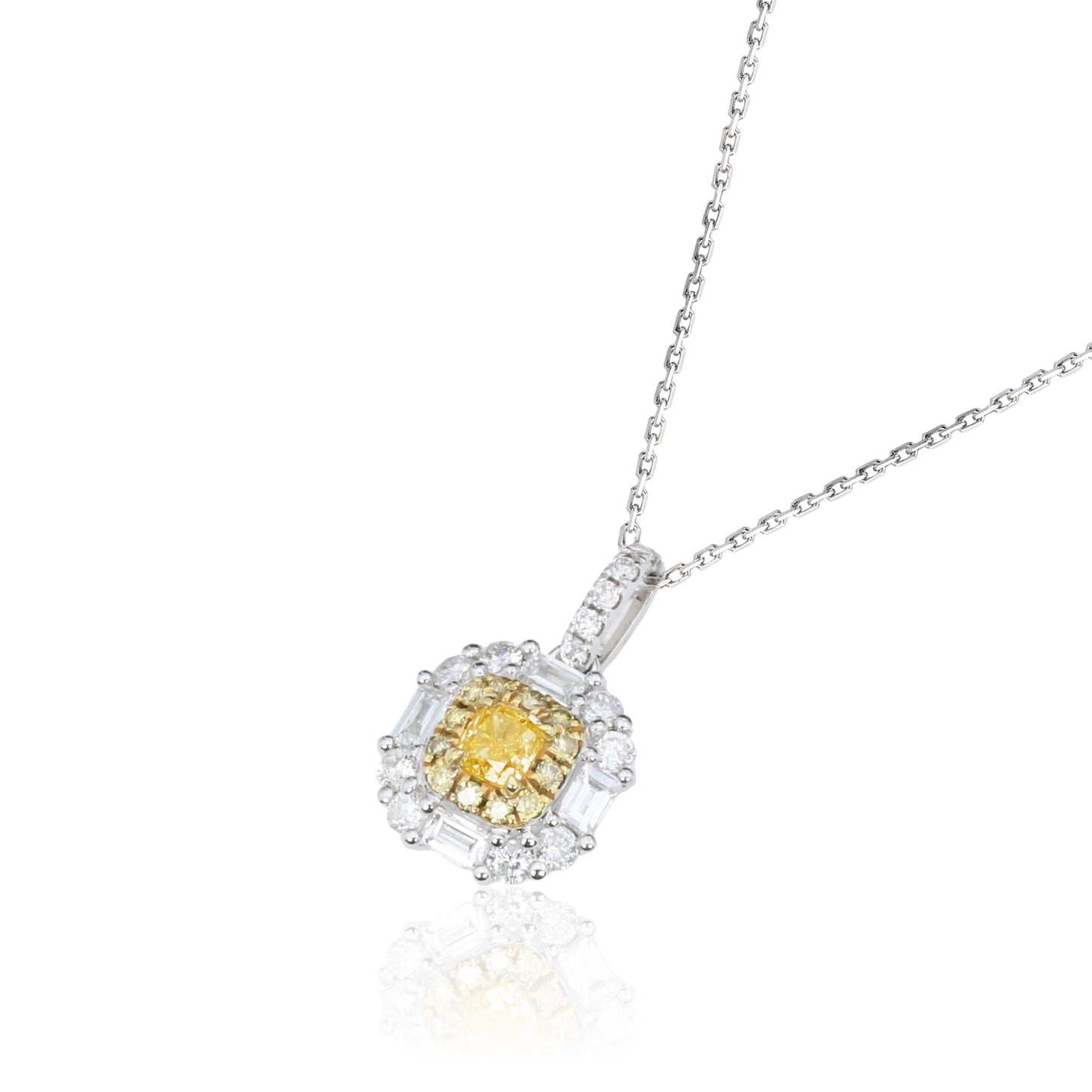 14k/18k white gold 0.56 ctw yellow diamond & diamond necklace