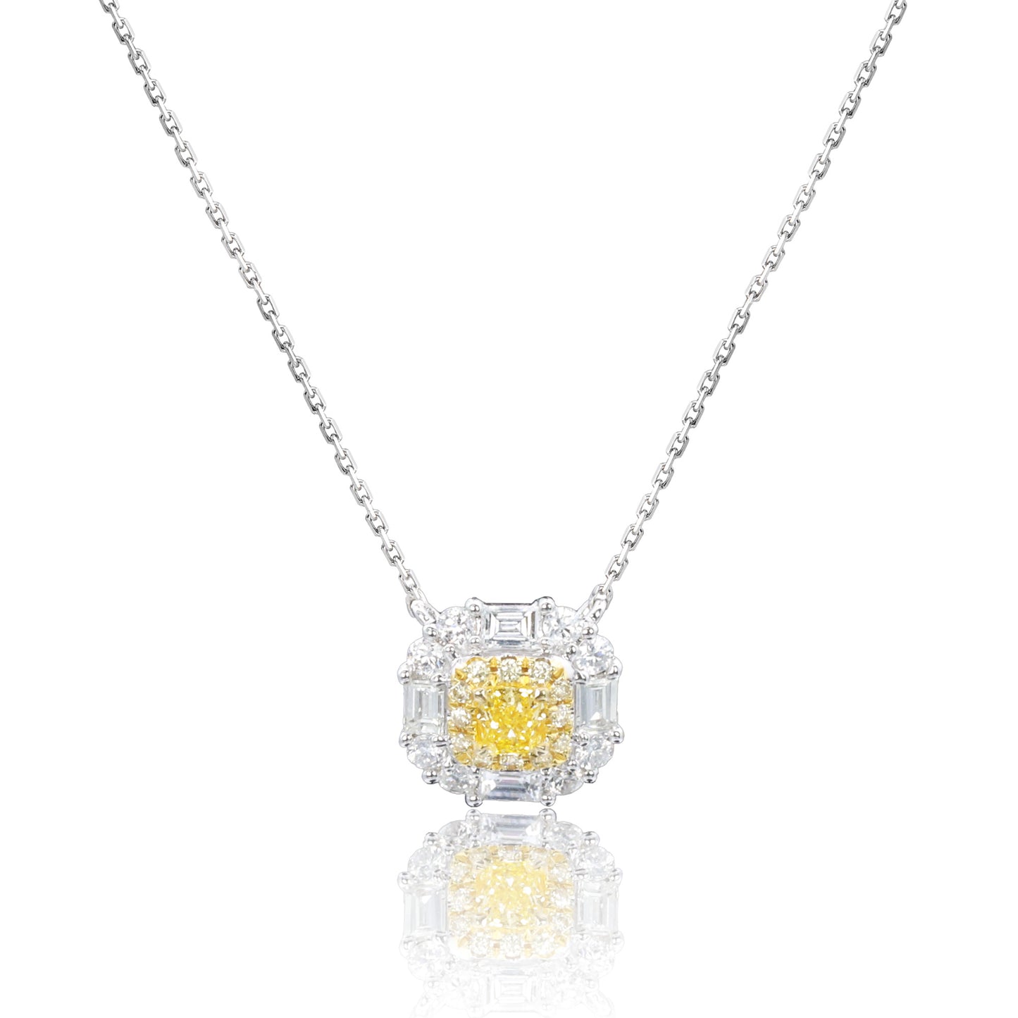 14k/18k white gold 0.48 ctw yellow diamond & diamond necklace