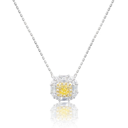 14K/18K WHITE GOLD 0.48 CTW YELLOW DIAMOND & DIAMOND NECKLACE