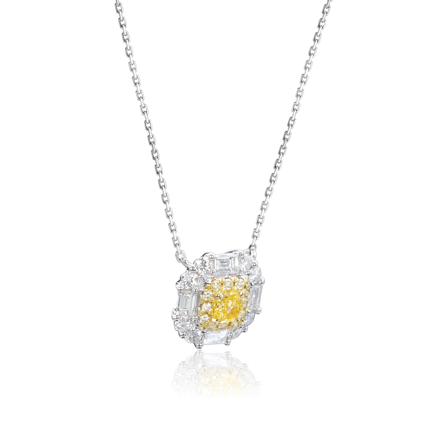 14k/18k white gold 0.48 ctw yellow diamond & diamond necklace