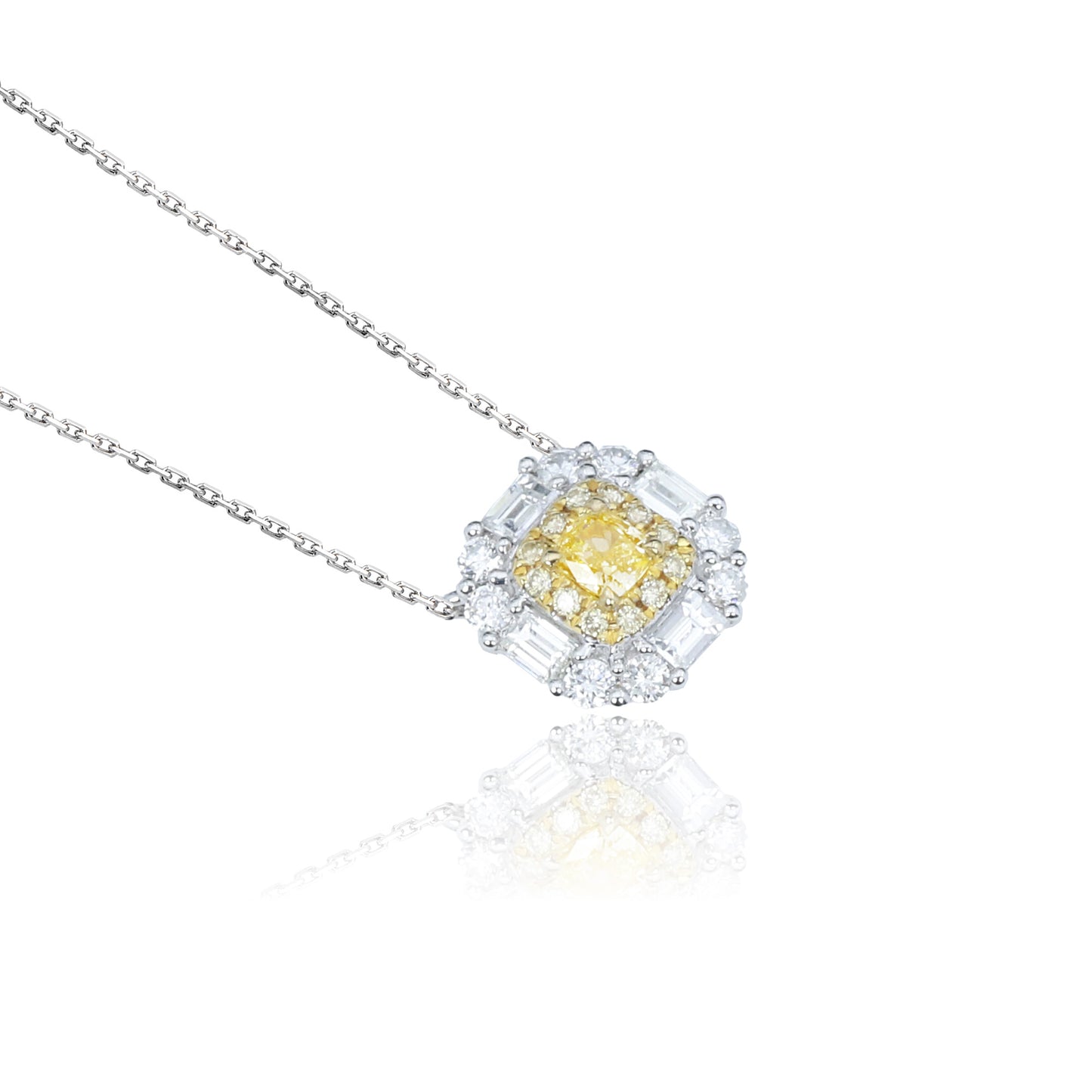 14k/18k white gold 0.48 ctw yellow diamond & diamond necklace