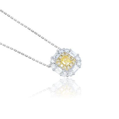 14K/18K WHITE GOLD 0.48 CTW YELLOW DIAMOND & DIAMOND NECKLACE