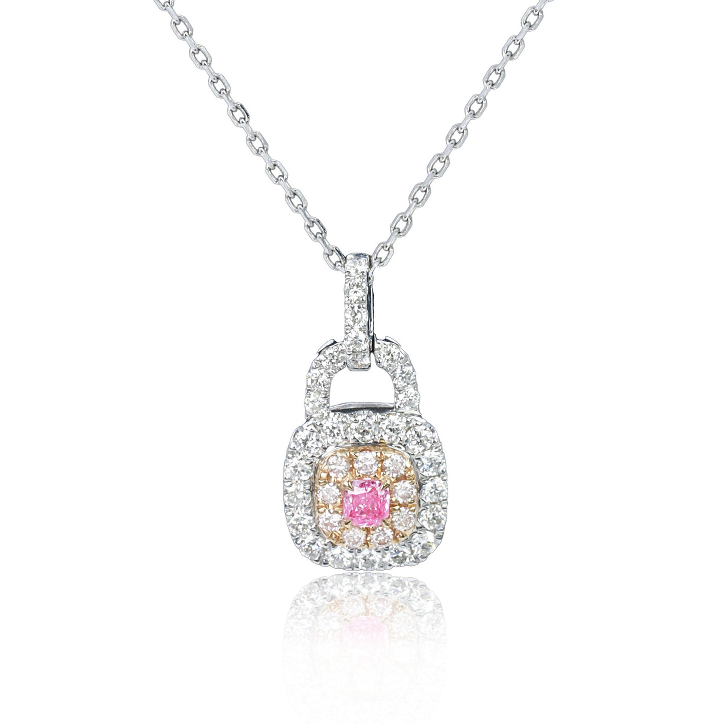 14k/18k gold 0.39 ctw fancy pink diamond & diamond necklace