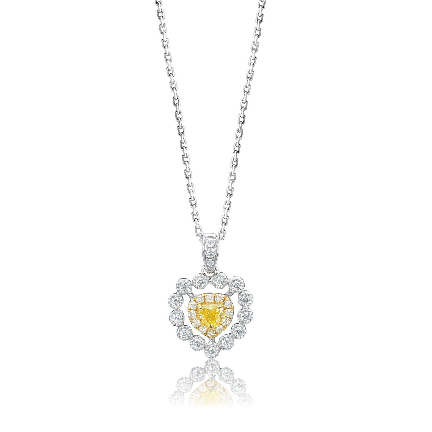 14k/18k white gold 0.31 ctw yellow diamond & diamond necklace