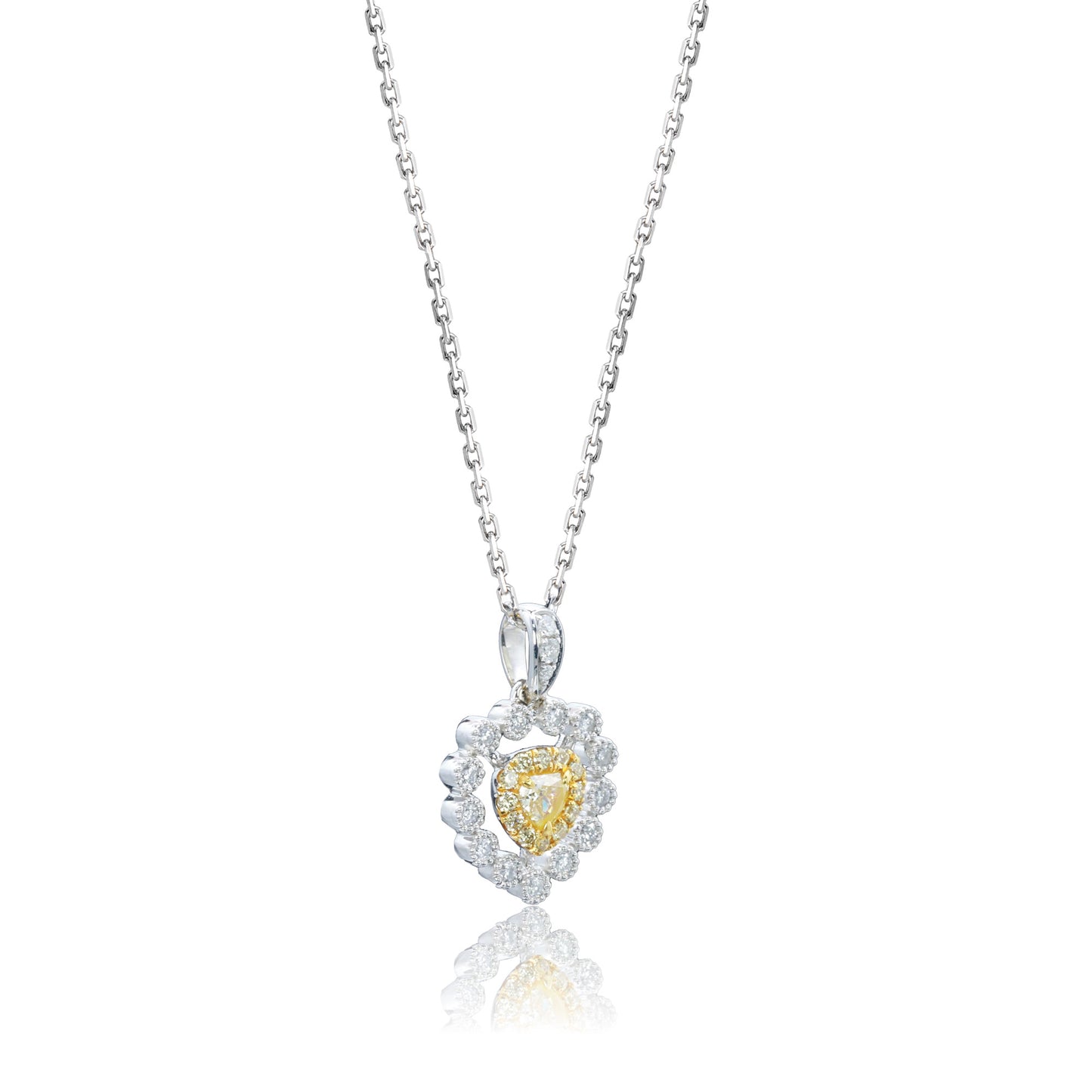 14k/18k white gold 0.31 ctw yellow diamond & diamond necklace