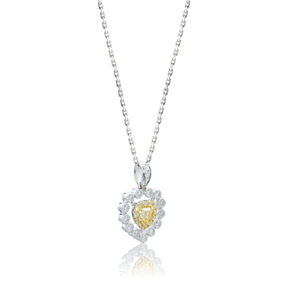 14K/18K WHITE GOLD 0.31 CTW YELLOW DIAMOND & DIAMOND NECKLACE