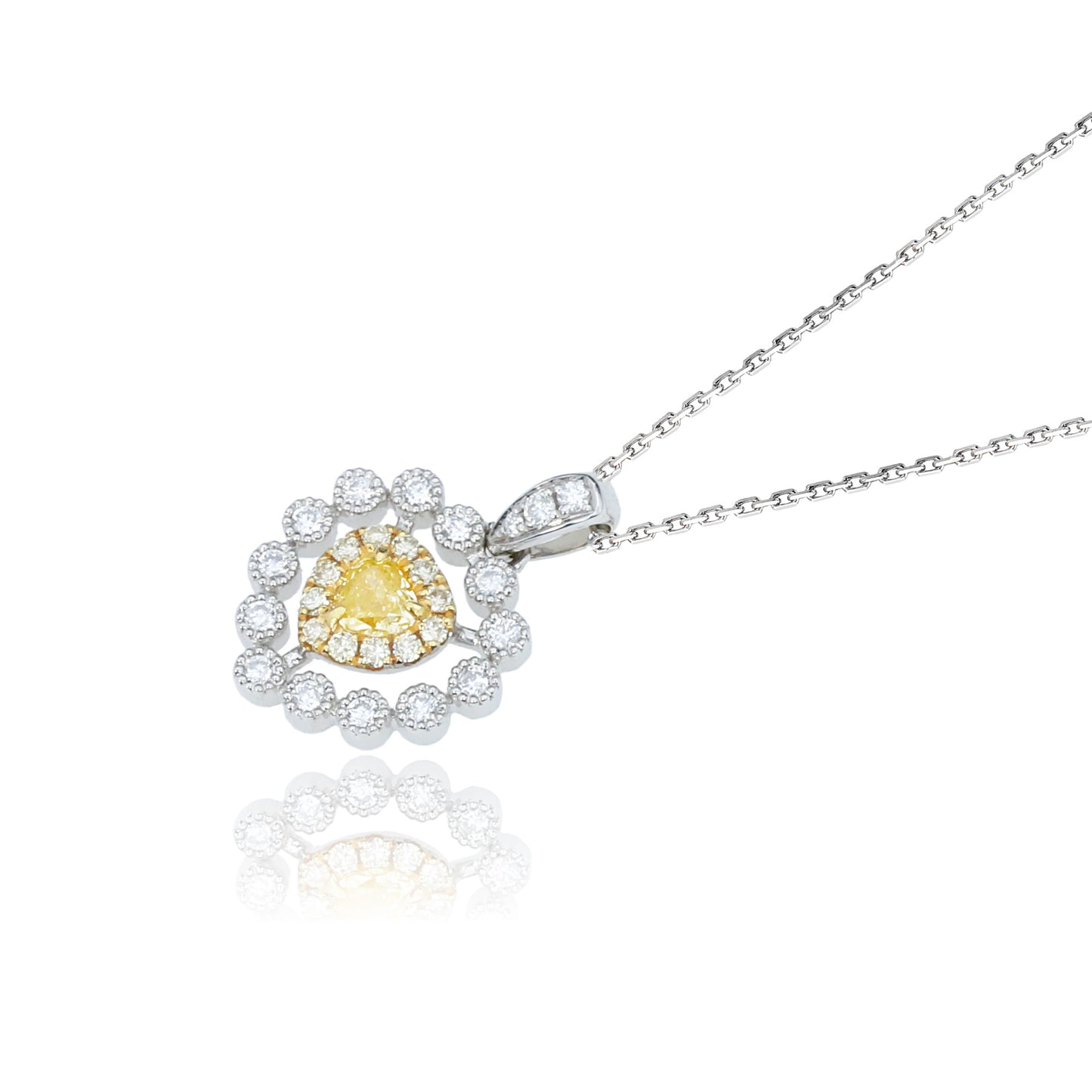 14k/18k white gold 0.31 ctw yellow diamond & diamond necklace