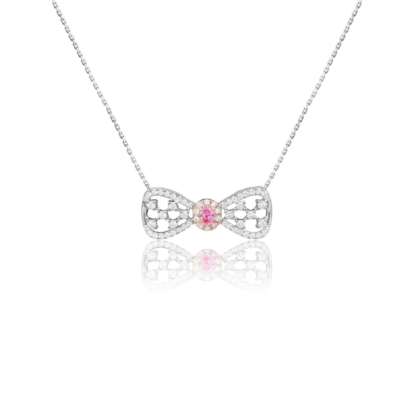 14k/18k white gold 0.63 ctw pink diamond & diamond necklace