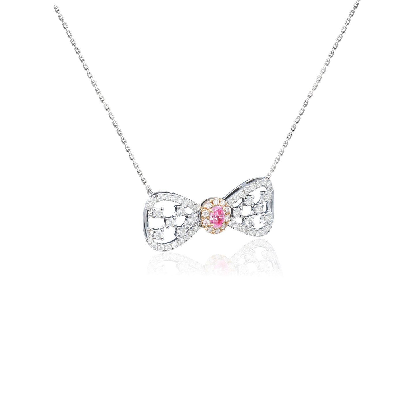 14k/18k white gold 0.63 ctw pink diamond & diamond necklace