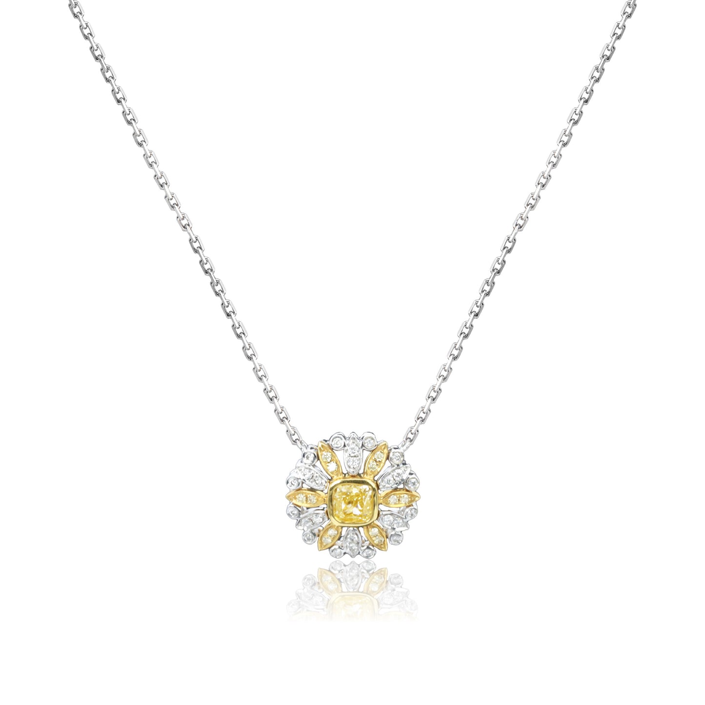 14k/18k white diamond 0.39 ctw yellow diamond & diamond necklace