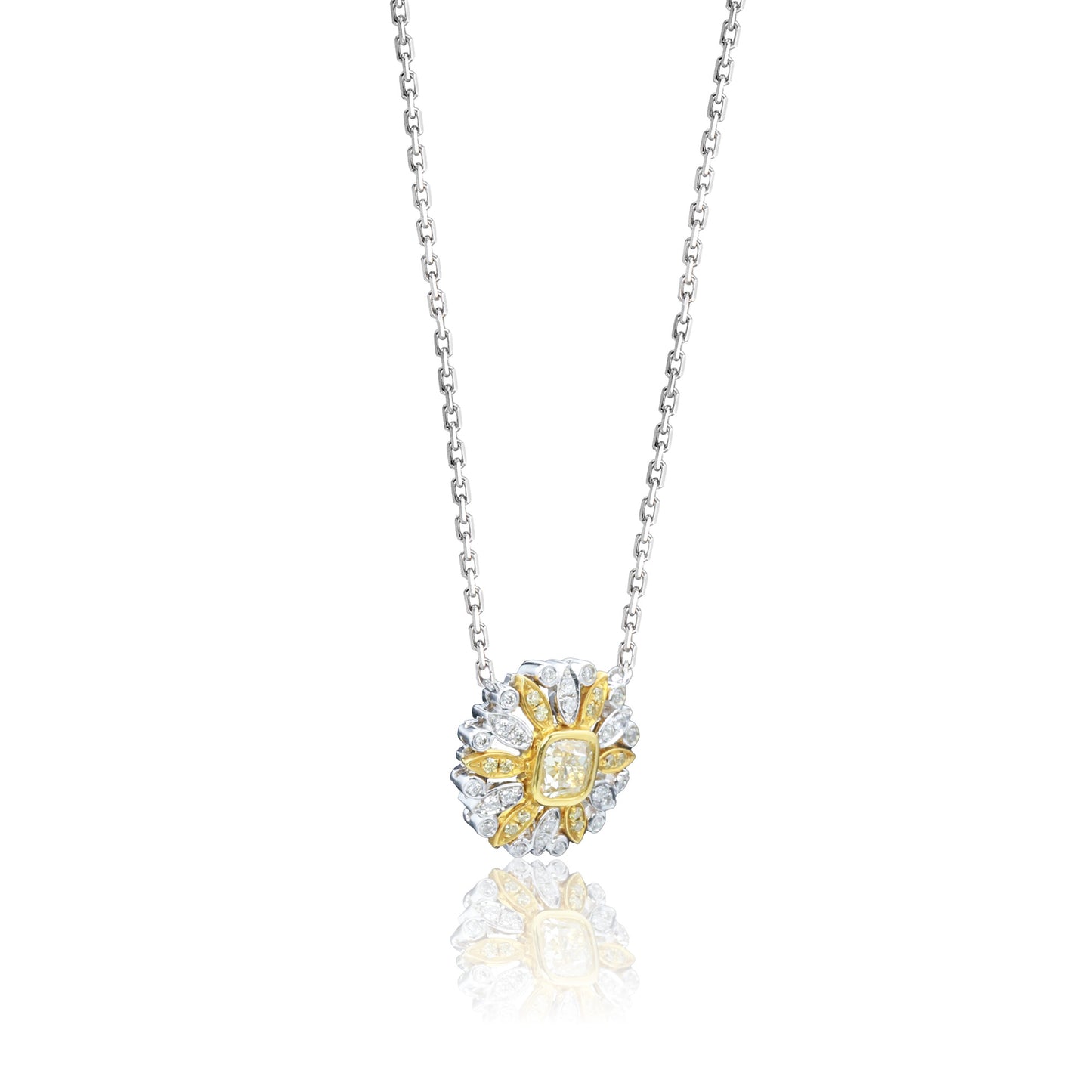 14k/18k white diamond 0.39 ctw yellow diamond & diamond necklace