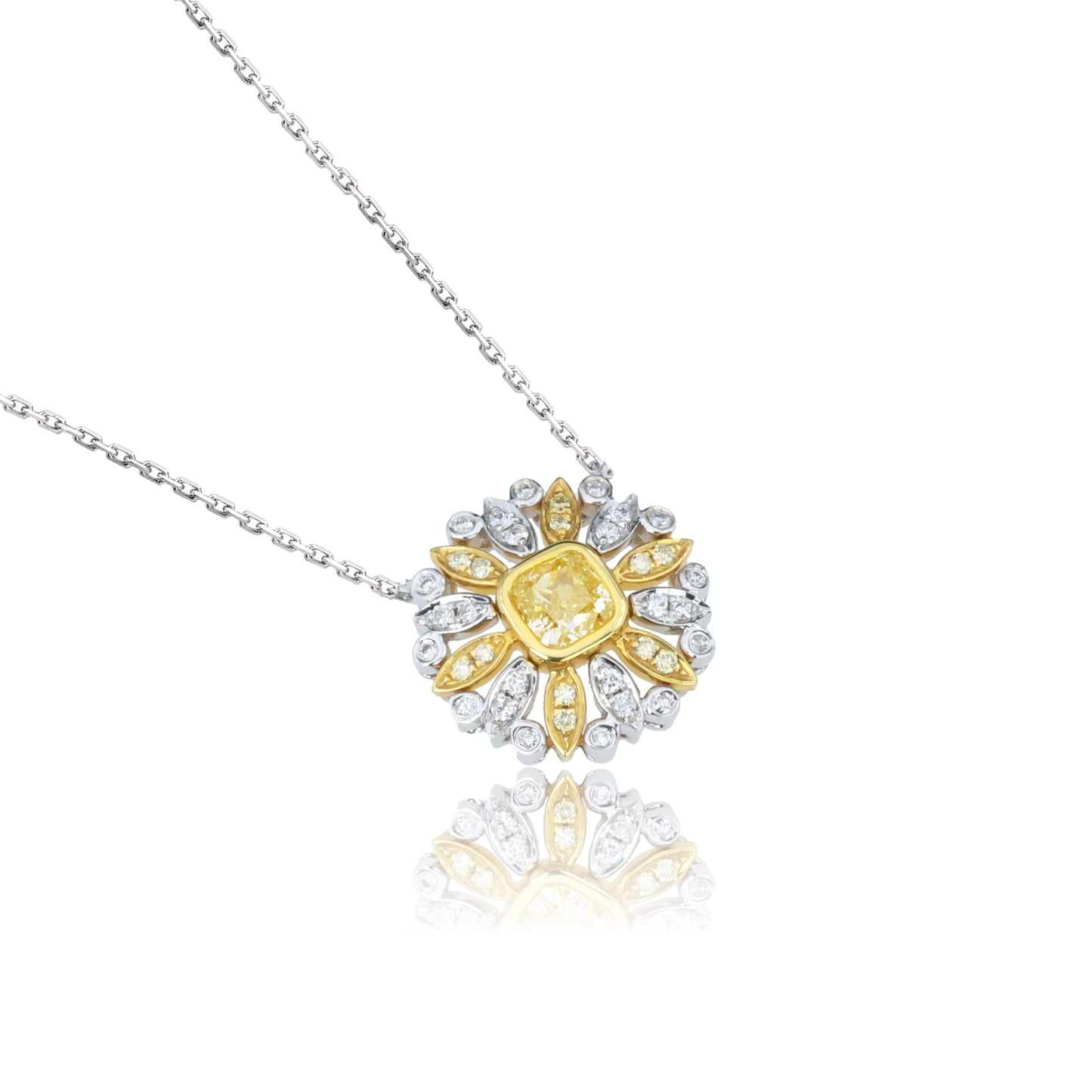 14k/18k white diamond 0.39 ctw yellow diamond & diamond necklace