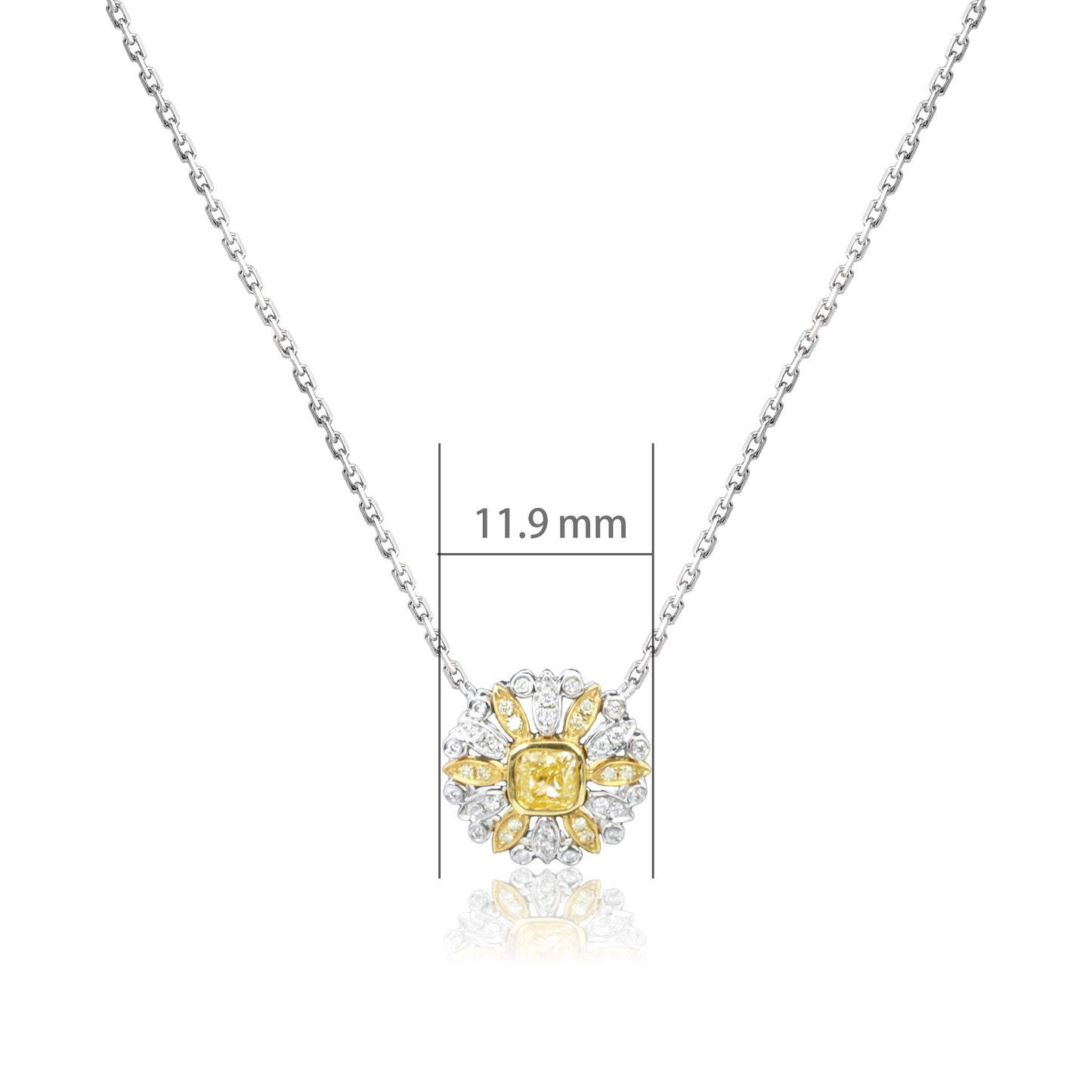 14k/18k white diamond 0.39 ctw yellow diamond & diamond necklace