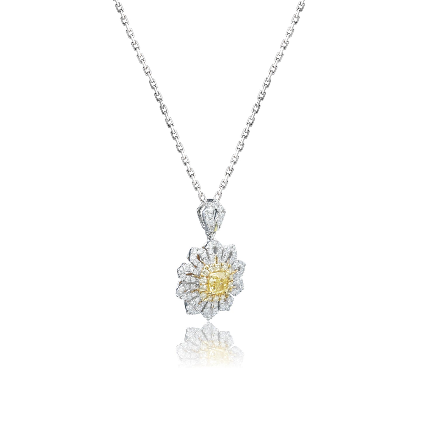 14k/18k white gold 0.49 ctw yellow diamond & diamond necklace