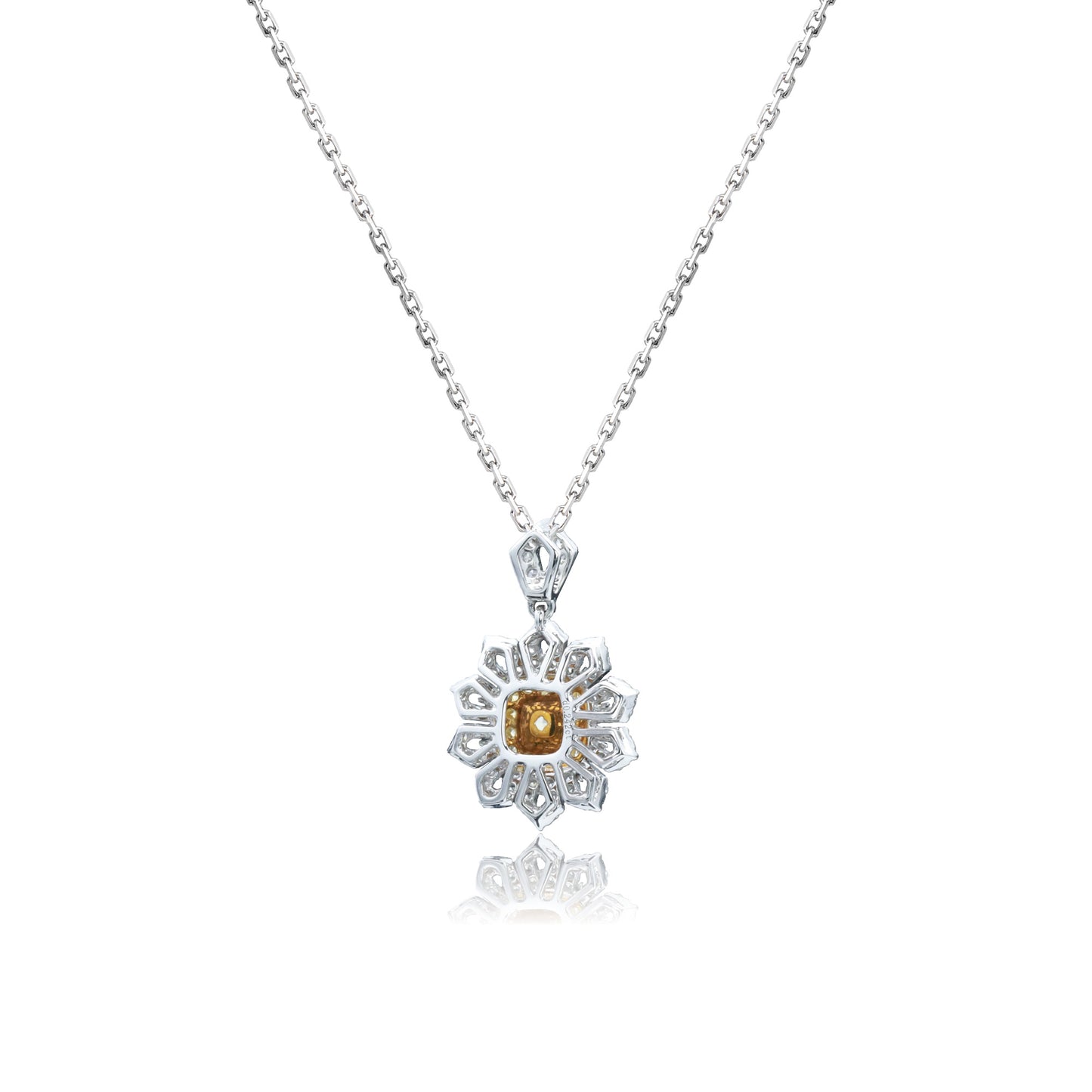 14k/18k white gold 0.49 ctw yellow diamond & diamond necklace