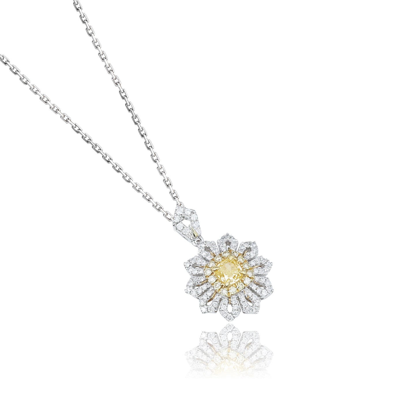 14k/18k white gold 0.49 ctw yellow diamond & diamond necklace