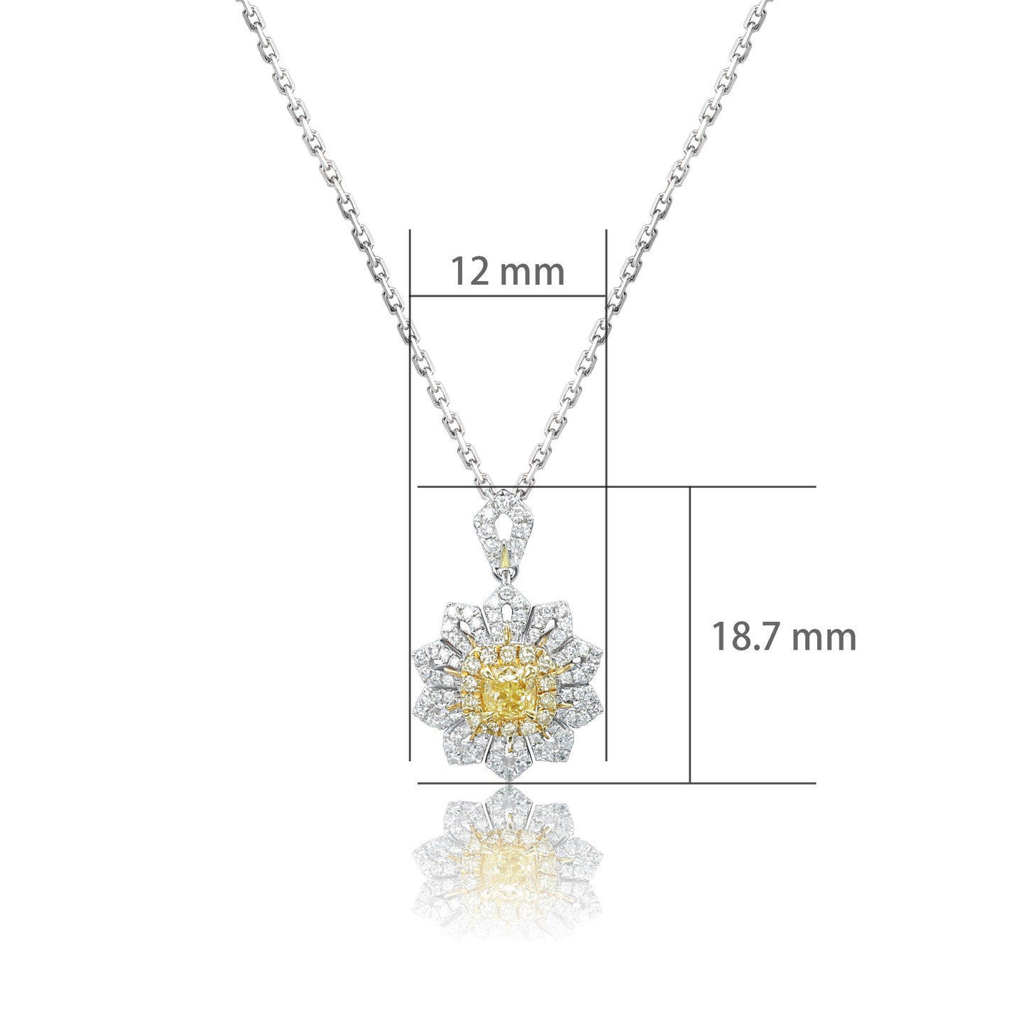 14k/18k white gold 0.49 ctw yellow diamond & diamond necklace