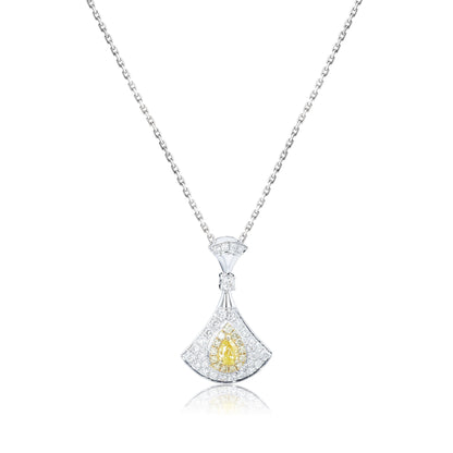 14K/18K WHITE GOLD 0.43 CTW FANCY YELLOW DIAMOND & DIAMOND NECKLACE