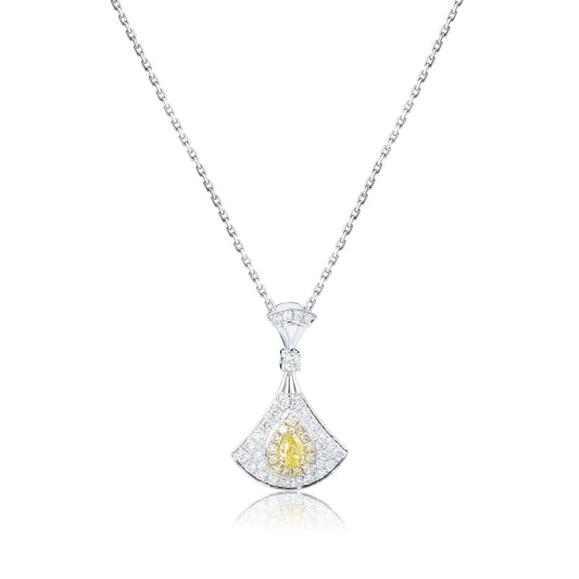 14K/18K WHITE GOLD 0.43 CTW FANCY YELLOW DIAMOND & DIAMOND NECKLACE