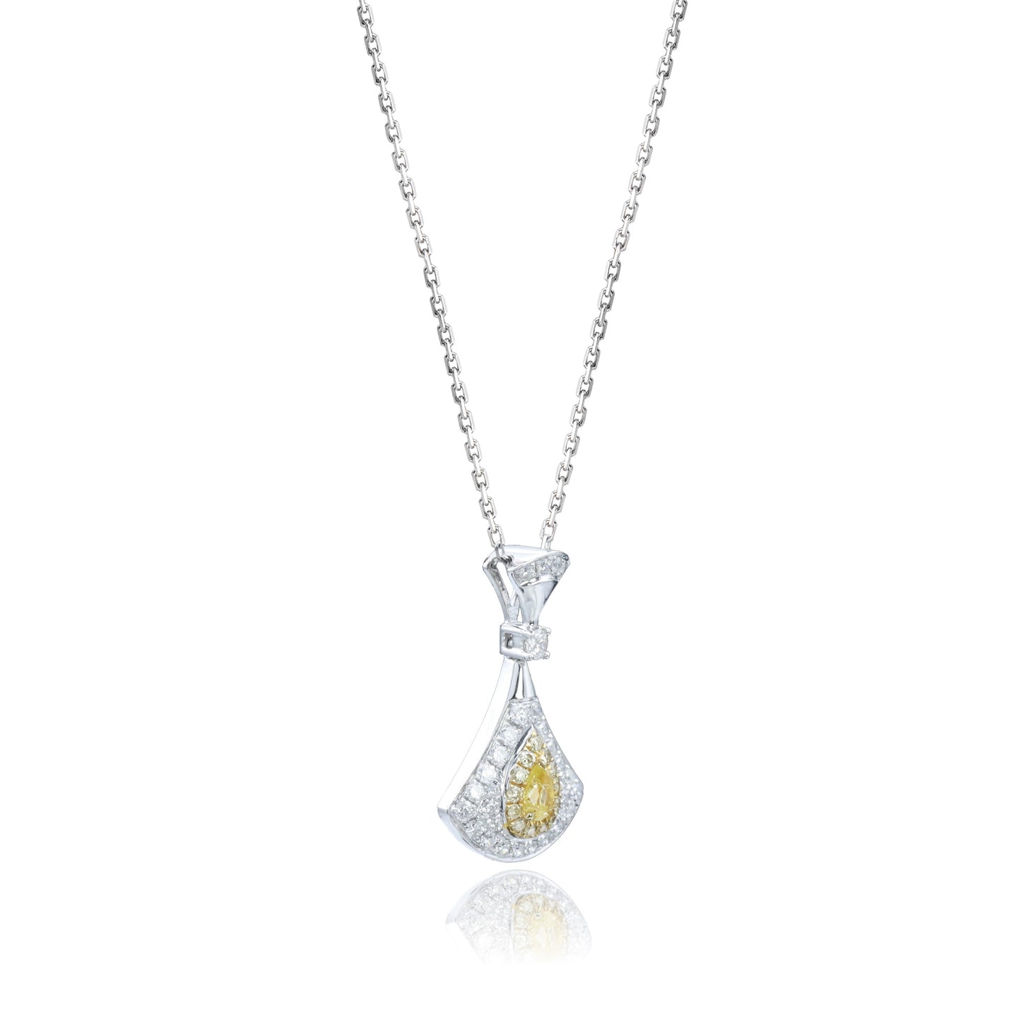 14k/18k white gold 0.43 ctw fancy yellow diamond & diamond necklace