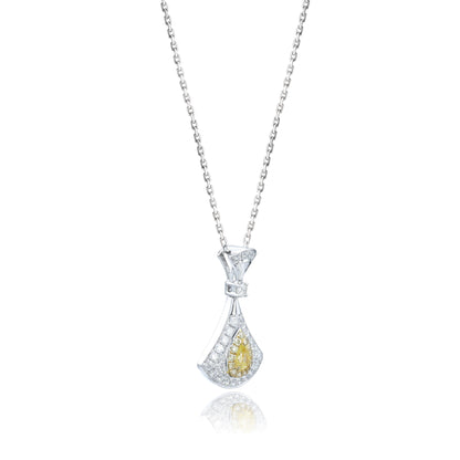 14K/18K WHITE GOLD 0.43 CTW FANCY YELLOW DIAMOND & DIAMOND NECKLACE