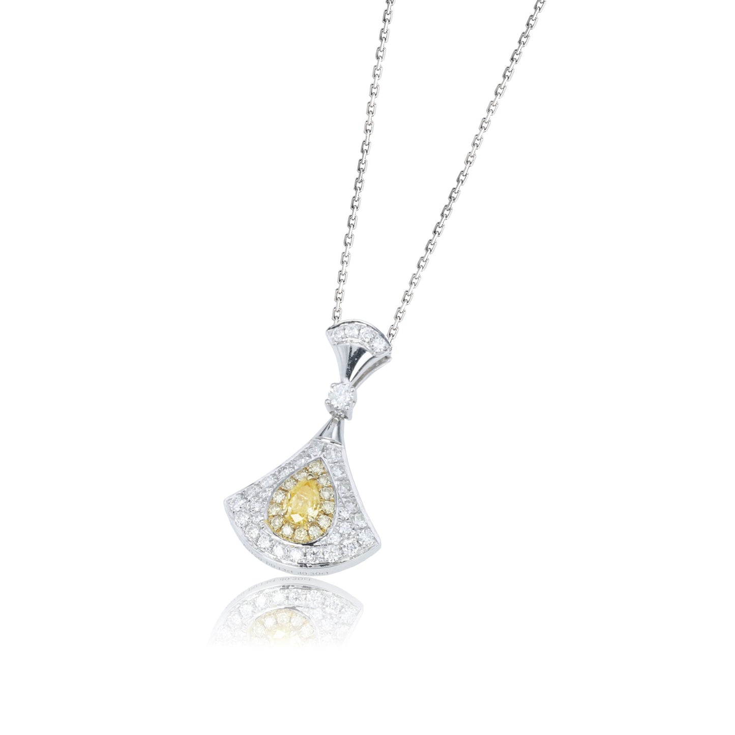 14k/18k white gold 0.43 ctw fancy yellow diamond & diamond necklace