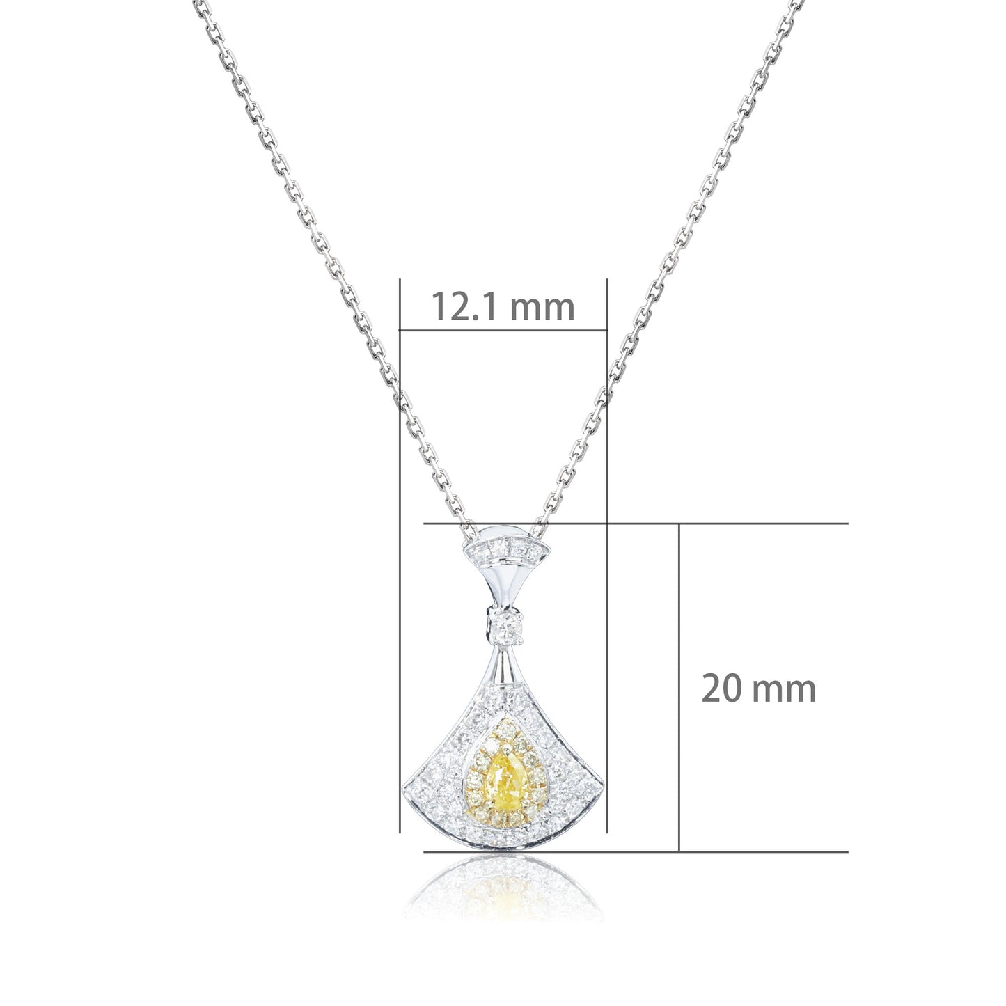 14k/18k white gold 0.43 ctw fancy yellow diamond & diamond necklace