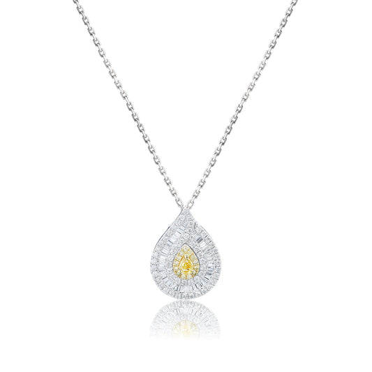 14K/18K WHITE GOLD 0.67 CTW FANCY YELLOW DIAMOND & DIAMOND NECKLACE