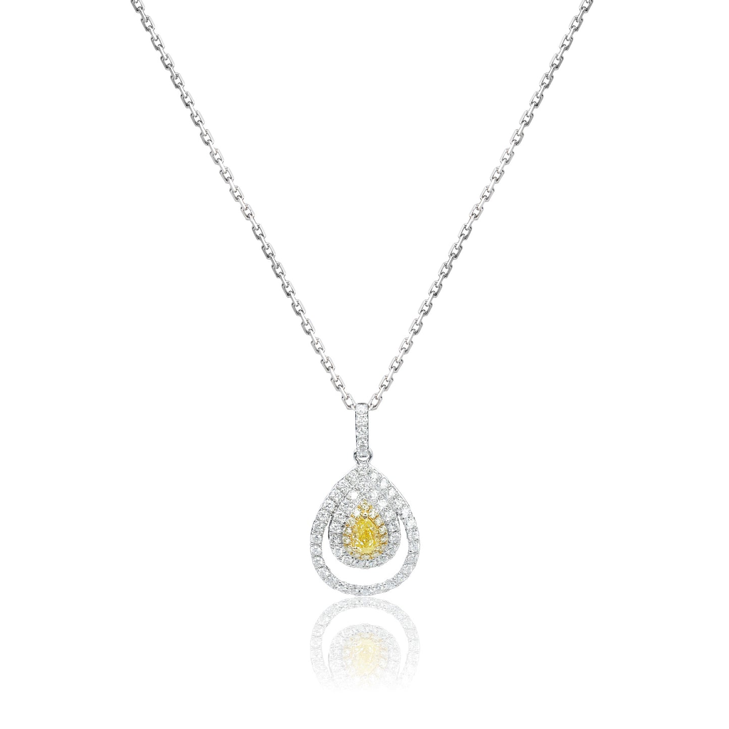 14k/18k white gold 0.68 ctw natural fancy yellow diamond & diamond necklace