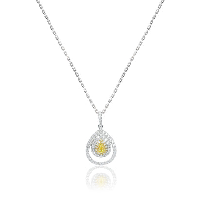 14K/18K WHITE GOLD 0.68 CTW NATURAL FANCY YELLOW DIAMOND & DIAMOND NECKLACE