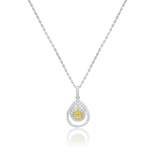 14K/18K WHITE GOLD 0.68 CTW NATURAL FANCY YELLOW DIAMOND & DIAMOND NECKLACE