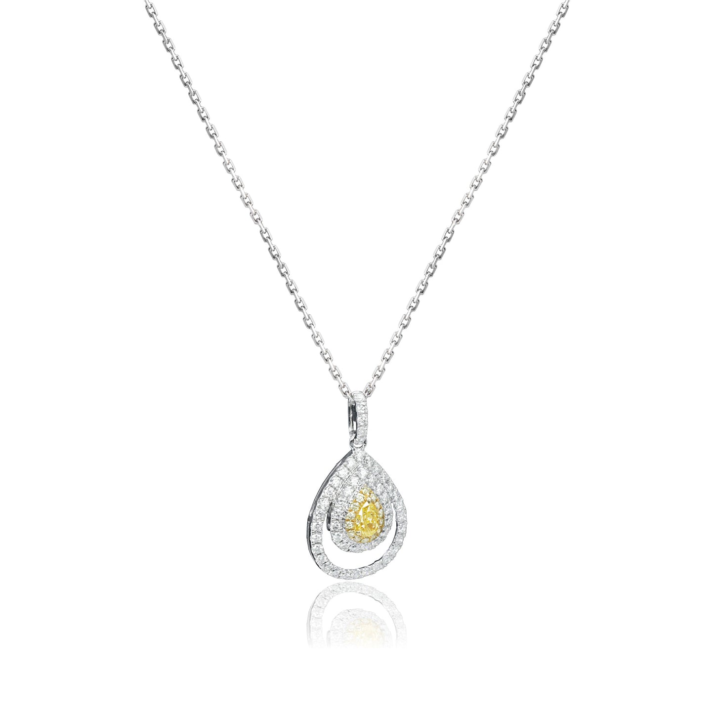 14k/18k white gold 0.68 ctw natural fancy yellow diamond & diamond necklace