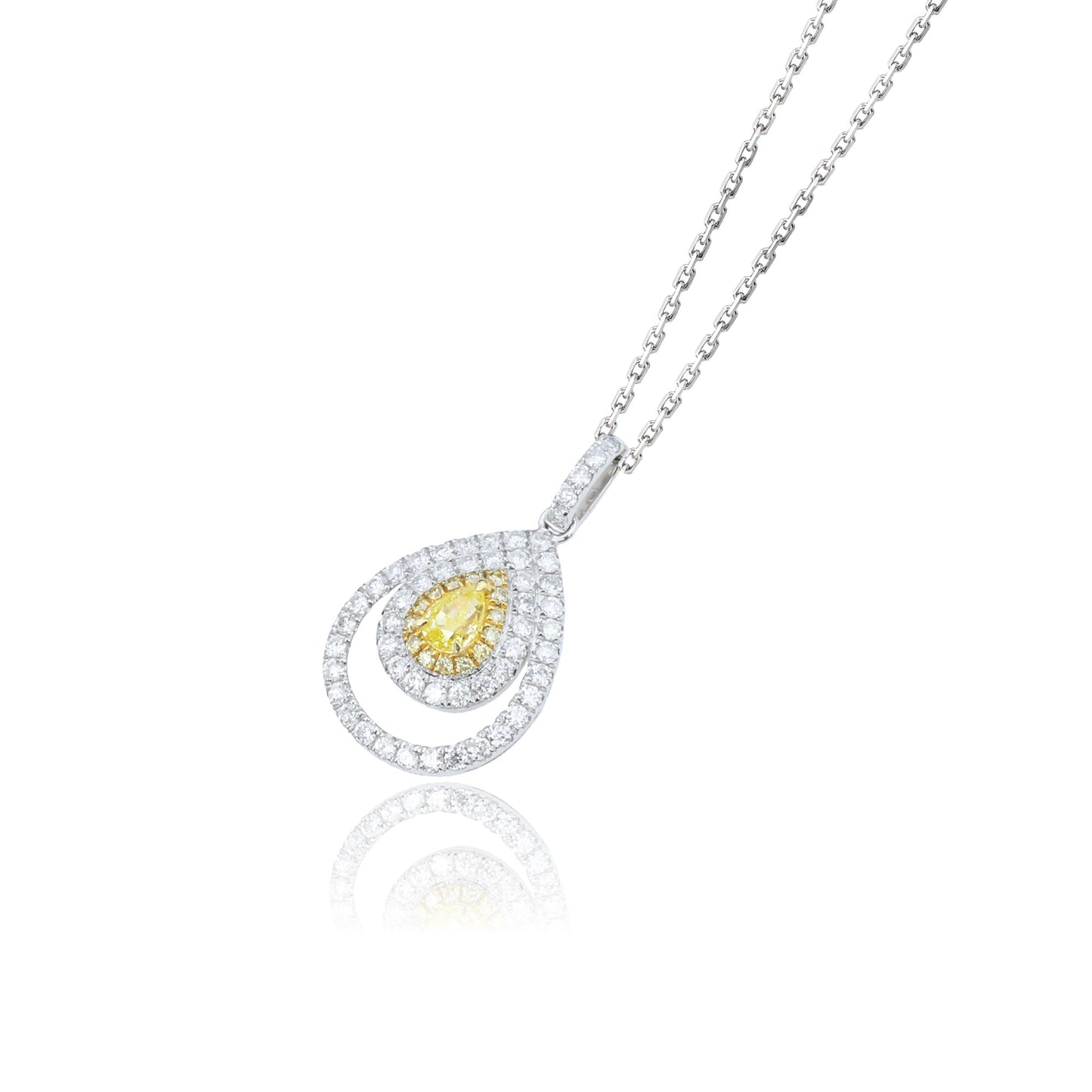 14k/18k white gold 0.68 ctw natural fancy yellow diamond & diamond necklace