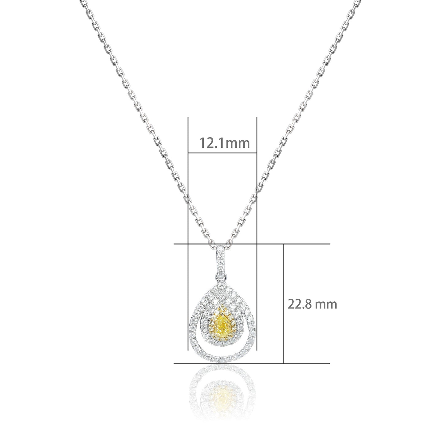 14k/18k white gold 0.68 ctw natural fancy yellow diamond & diamond necklace